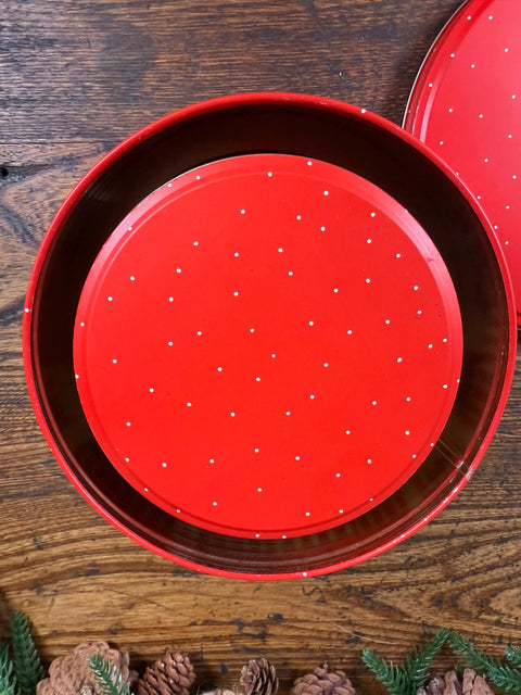 2 Scottie Dog Red and White Metal Storage Tins
