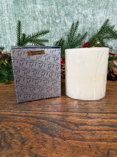 Warm Glow Bayberry Scented Candle with Holiday Toy Sleigh Design