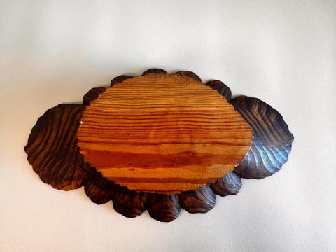 Hand Carved Wooden Decorative Bowl with Leaf Motif