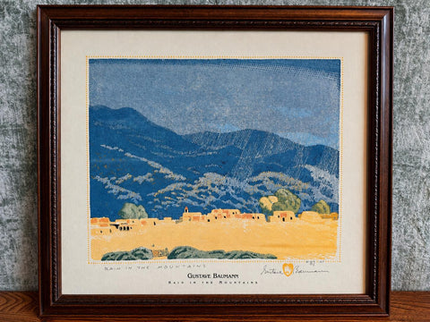 Vintage Gustave Baumann Rain in the Mountains Framed Art Print Reproduction