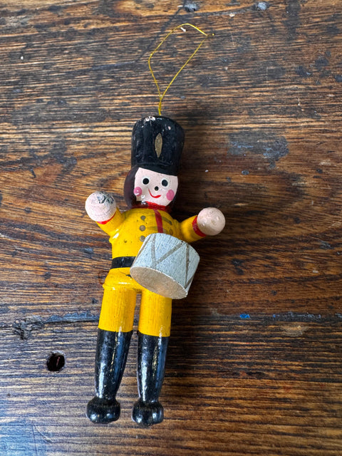 Wooden Toy Soldier Christmas Ornament with Drum