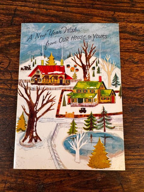 A New Year Wish from Our House to Yours Greeting Cards