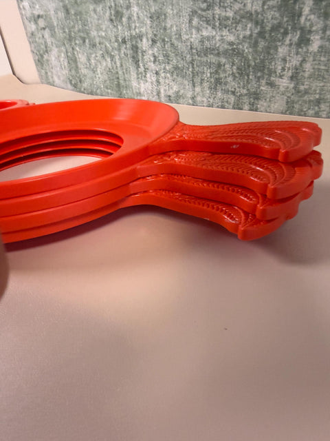 Vintage Red Chicken Picnic Plate Holders with Cup Holders