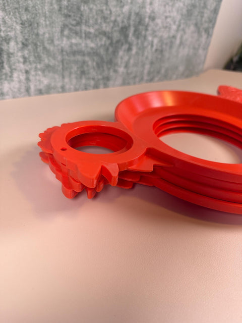 Vintage Red Chicken Picnic Plate Holders with Cup Holders