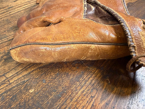 Vintage Vince DiMaggio Baseball Glove | Leather Split Finger Mitt 1940s