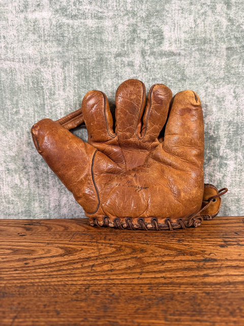Vintage Vince DiMaggio Baseball Glove | Leather Split Finger Mitt 1940s