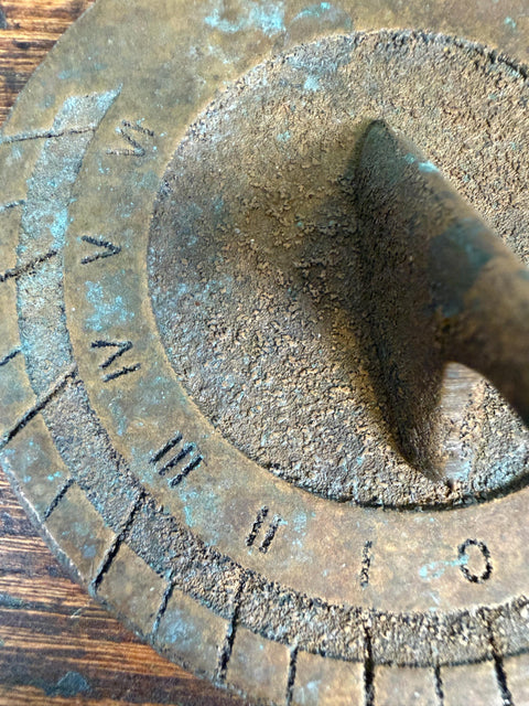 Small Metal Sundial with Roman Numerals