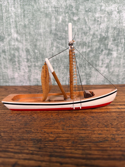 Handcrafted Wooden Model Sailboat Nautical Decor