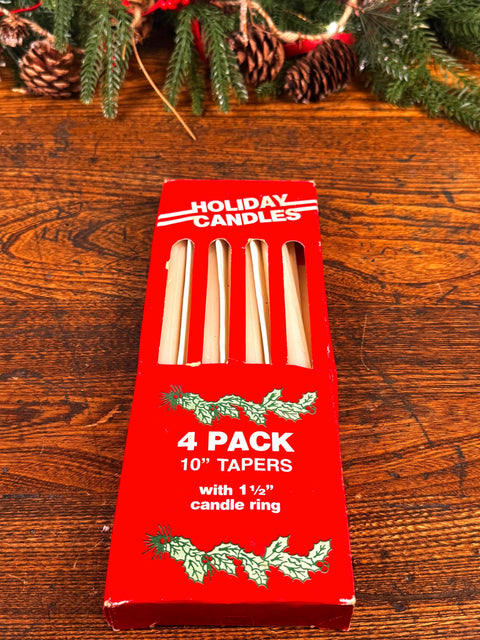 Holiday Candle Set of 4 Taper Candles with Candle Rings by Robert Alan Candle Co.