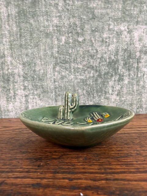 Ceramic Arizona Grand Canyon State Souvenir Dish with Cactus Motif