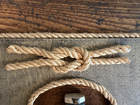 Wooden Nautical Captain Wall Hanging with Rope Frame