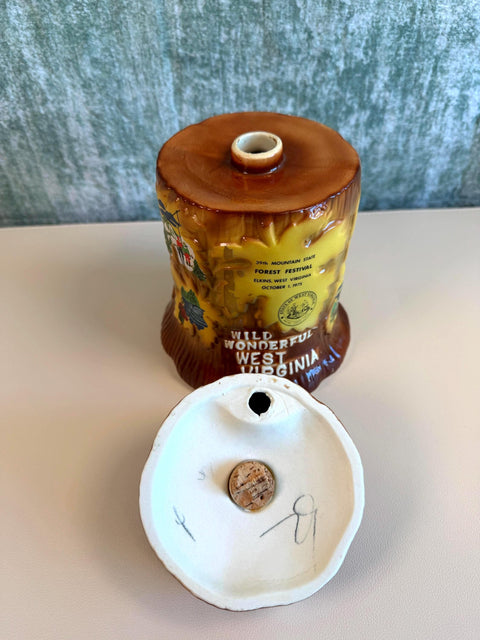 Wild Wonderful West Virginia Ceramic Liquor Bottle by Royal Halburton China, 1975