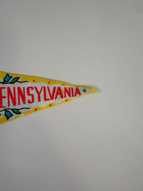 Vintage Pennsylvania Felt Souvenir Pennant with Folk Art Design