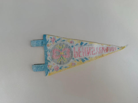 Vintage Pennsylvania Felt Souvenir Pennant with Folk Art Design