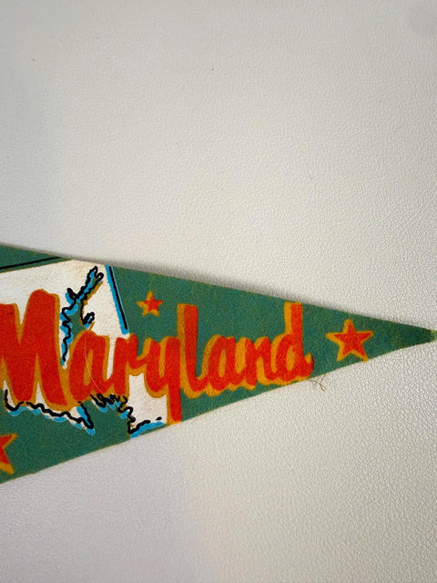 Vintage Maryland Felt Pennant with Sun and State Design