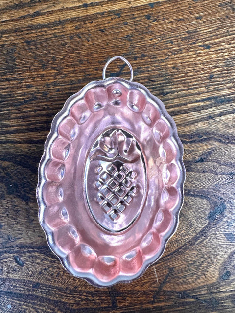 Set of 4 Vintage Copper Jelly Molds with Heart, Pineapple, and Fluted Designs