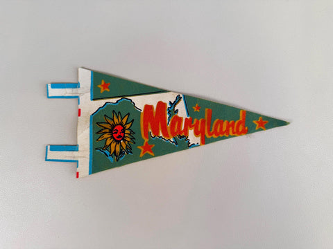 Vintage Maryland Felt Pennant with Sun and State Design