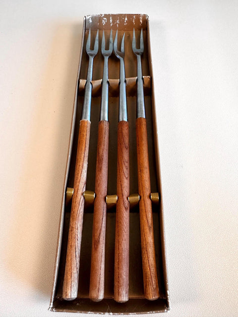 Set of 4 Fondue Forks with Wooden Handles by Trend Pacific