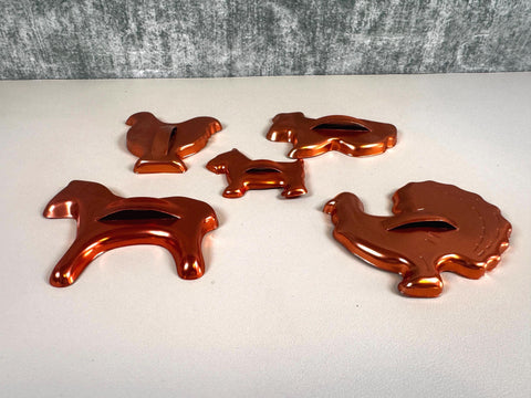 Set of 5 Copper Animal-Shaped Cookie Cutters
