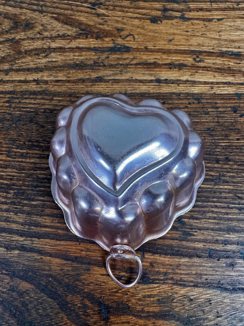 Set of 4 Vintage Copper Jelly Molds with Heart, Pineapple, and Fluted Designs