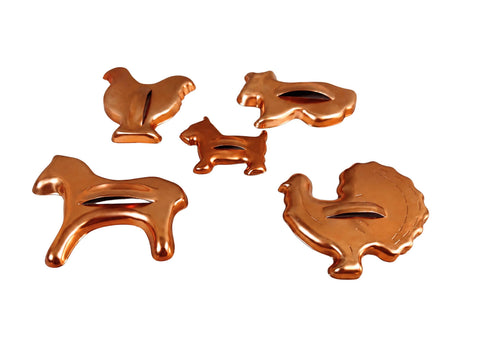 Set of 5 Copper Animal-Shaped Cookie Cutters