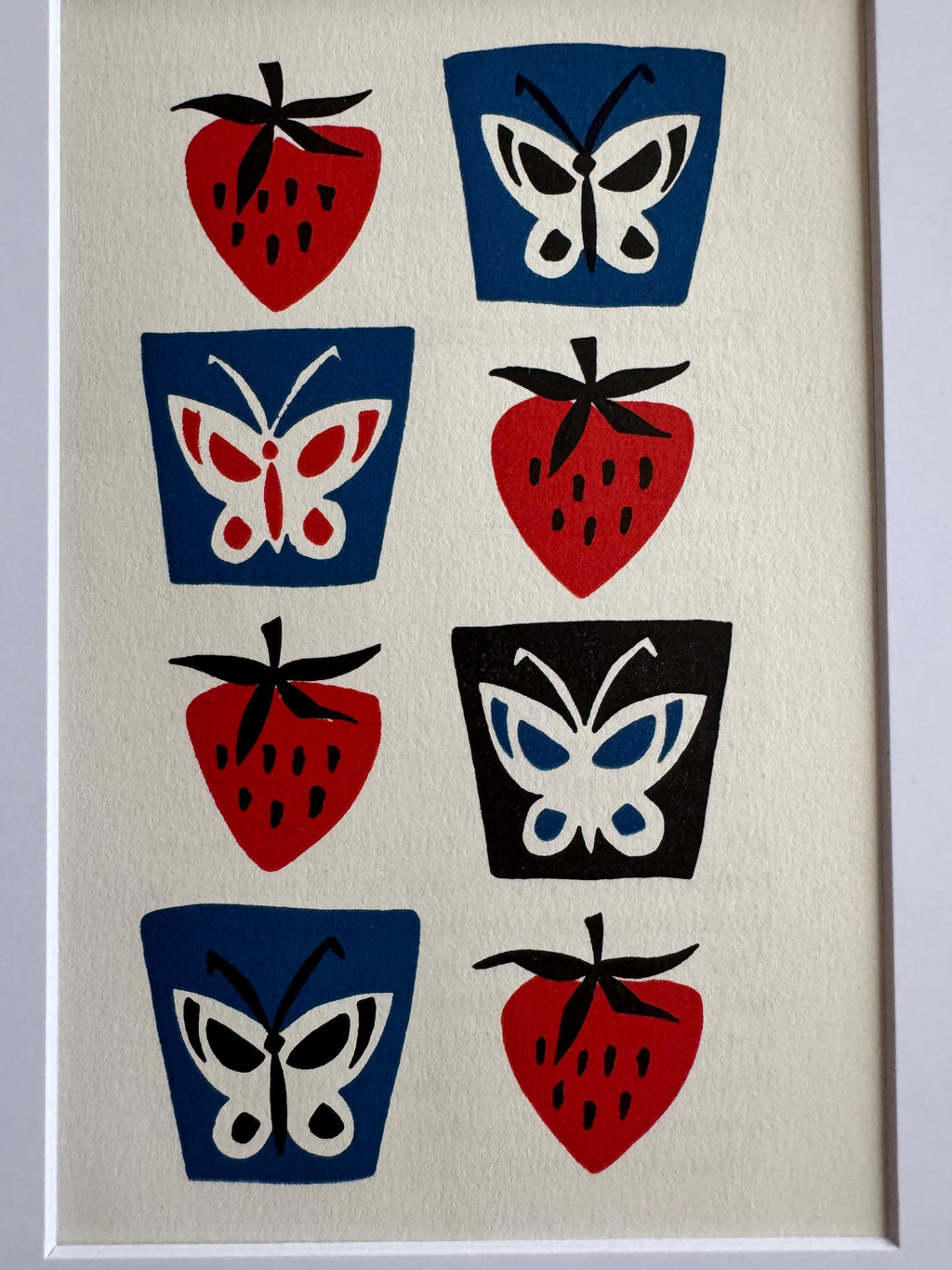 Simple French Cookery Book Plate Print 1958 – Butterfly & Strawberry