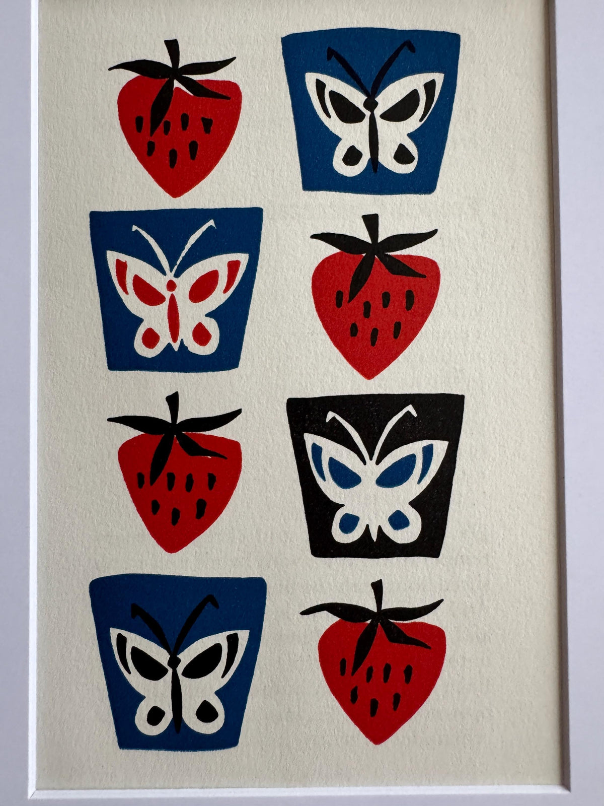 Simple French Cookery Book Plate Print 1958 – Butterfly & Strawberry