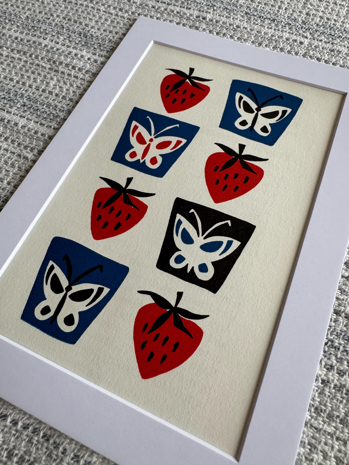 Simple French Cookery Book Plate Print 1958 – Butterfly & Strawberry