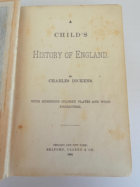 A Child's History of England by Charles Dickens | 1885 Hardcover