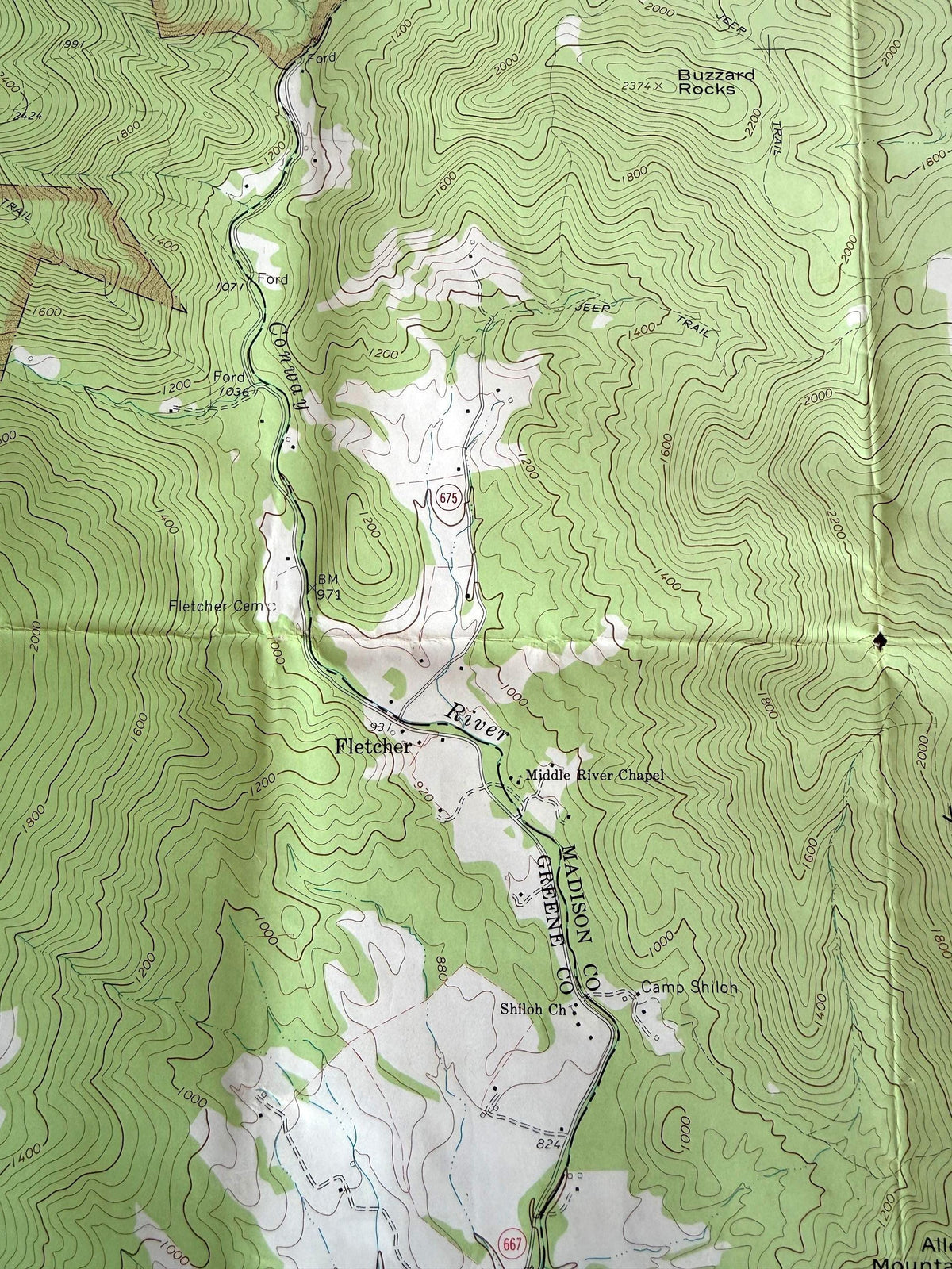 Vintage Fletcher Virginia Topographic Map 1965 | USGS Quadrangle