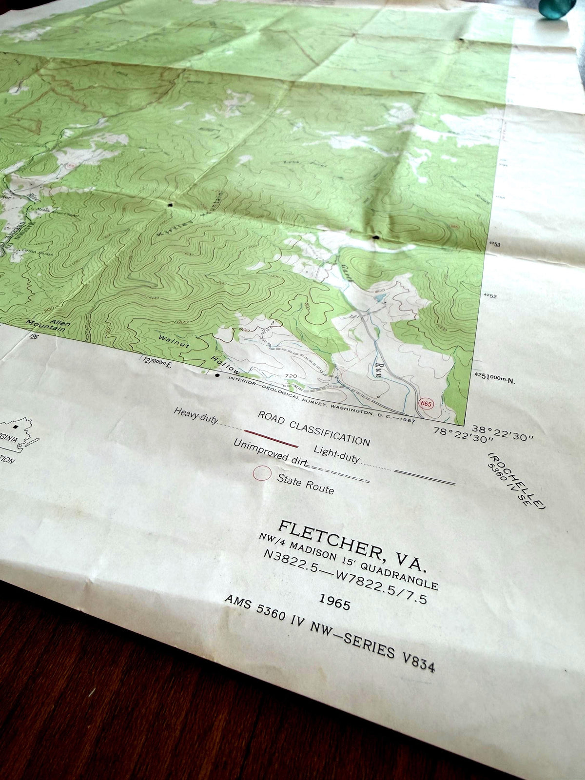 Vintage Fletcher Virginia Topographic Map 1965 | USGS Quadrangle