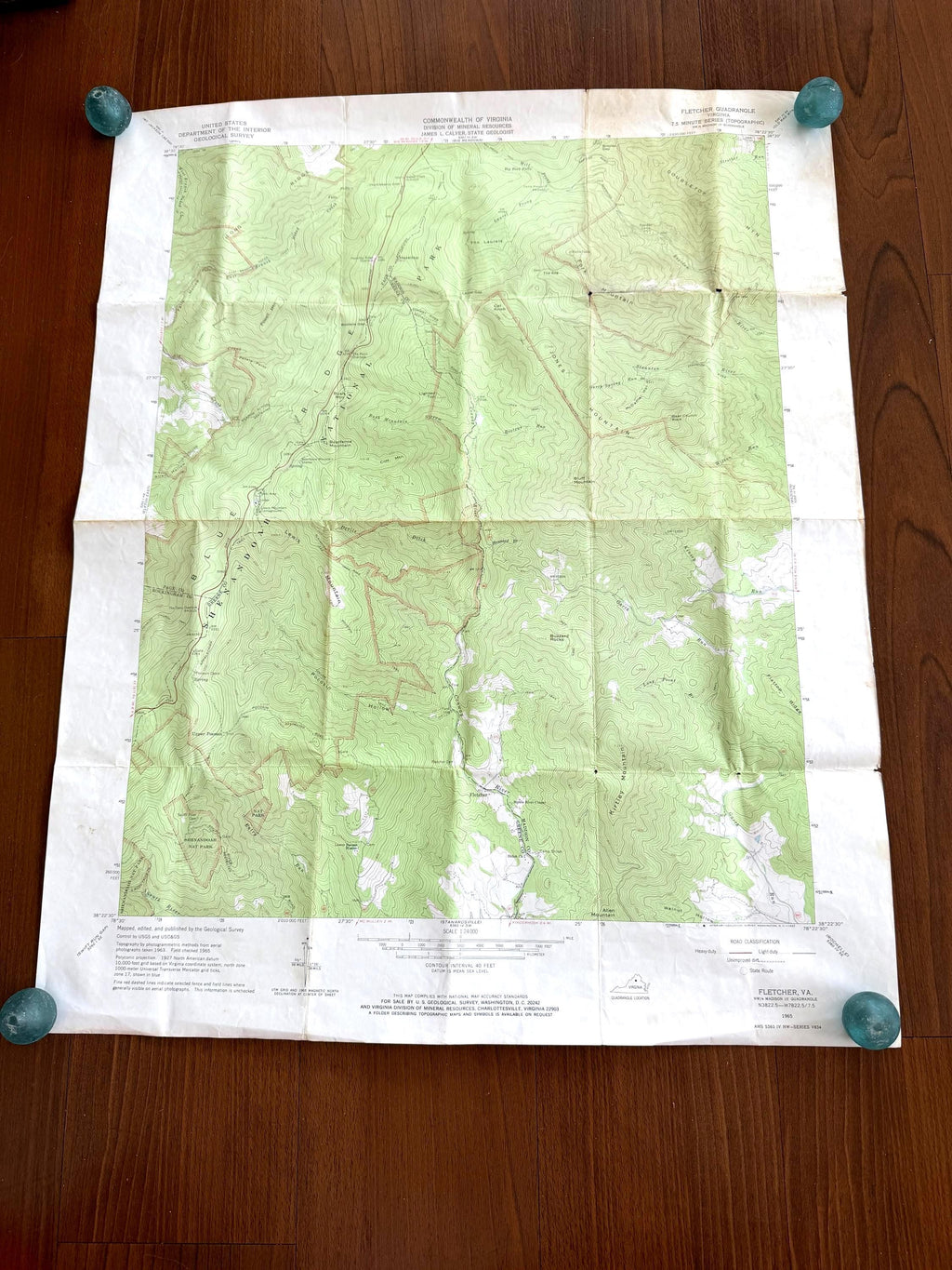 Vintage Fletcher Virginia Topographic Map 1965 | USGS Quadrangle