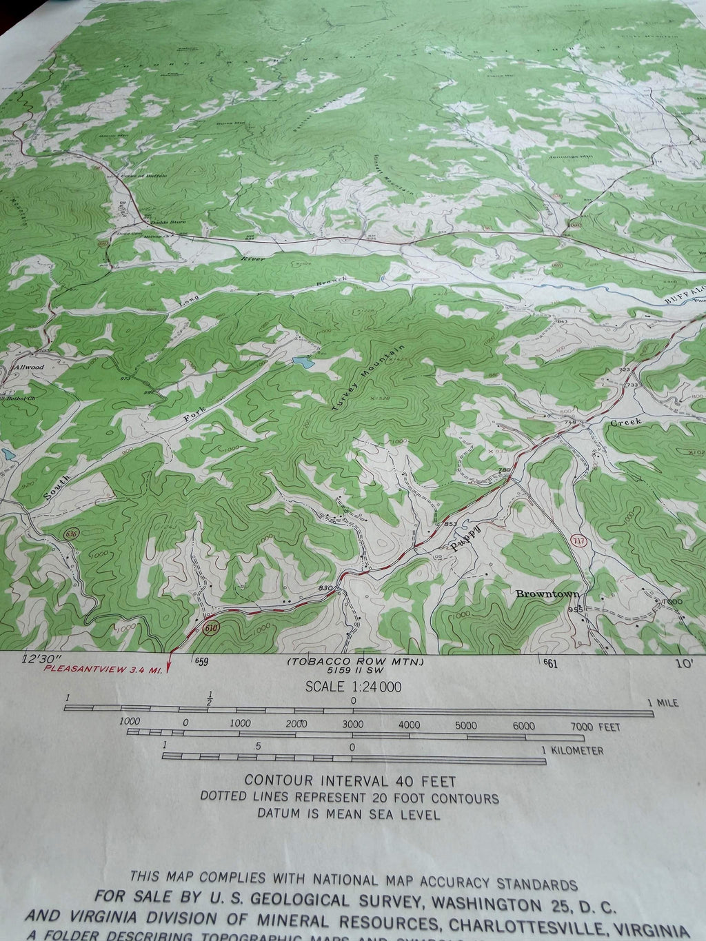 Vintage Forks of Buffalo Virginia Topographic Map 1963 | USGS Quadrangle