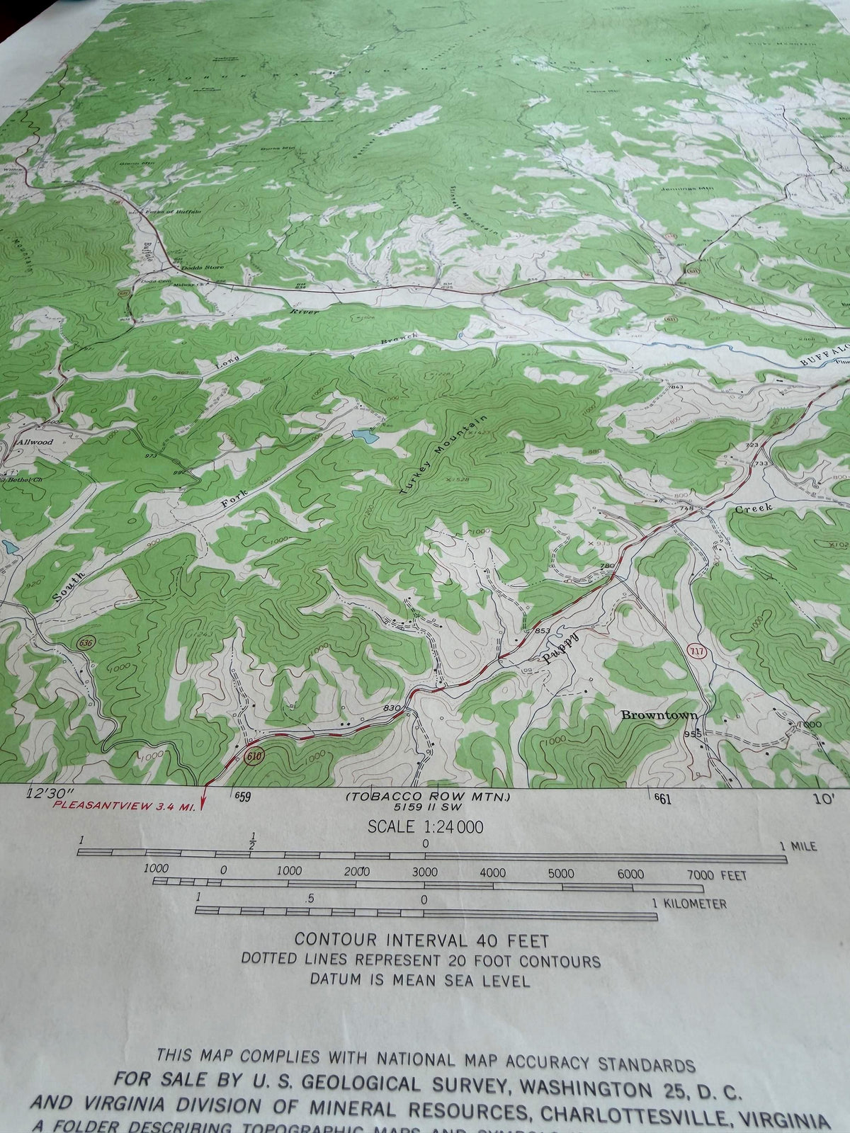 Vintage Forks of Buffalo Virginia Topographic Map 1963 | USGS Quadrangle