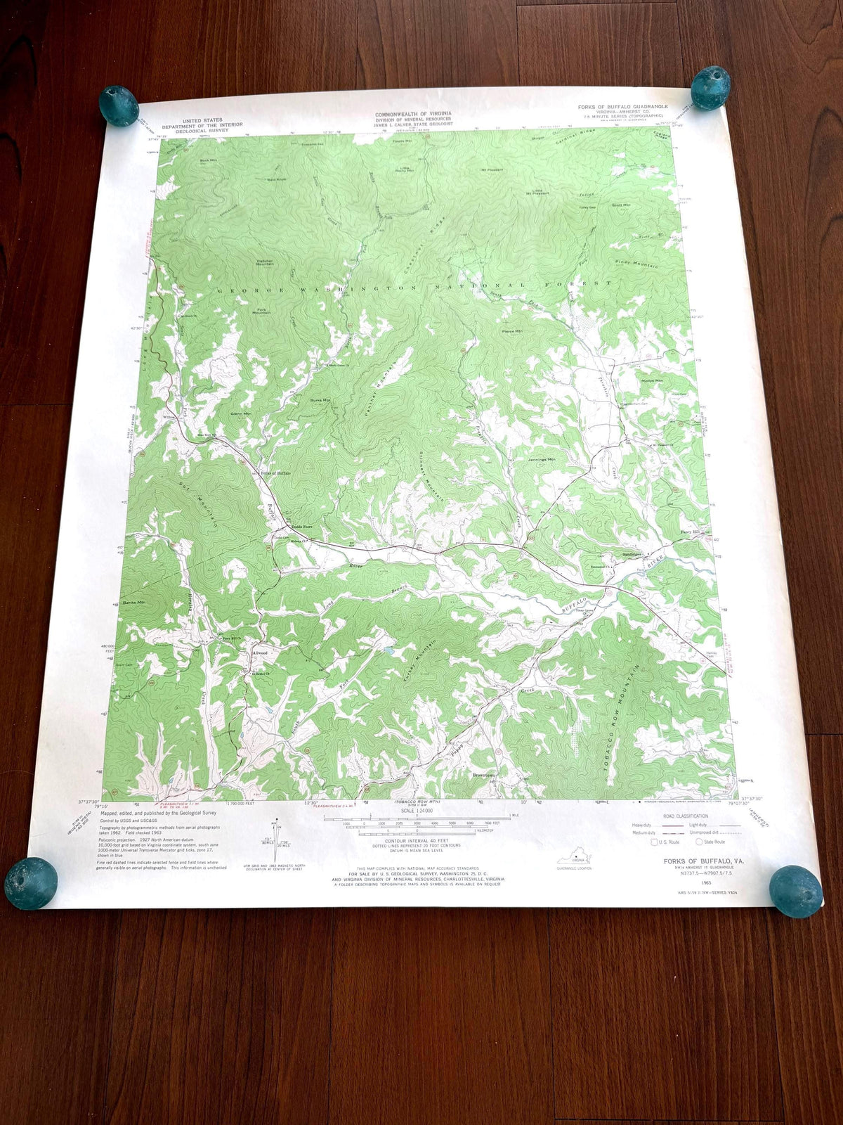Vintage Forks of Buffalo Virginia Topographic Map 1963 | USGS Quadrangle