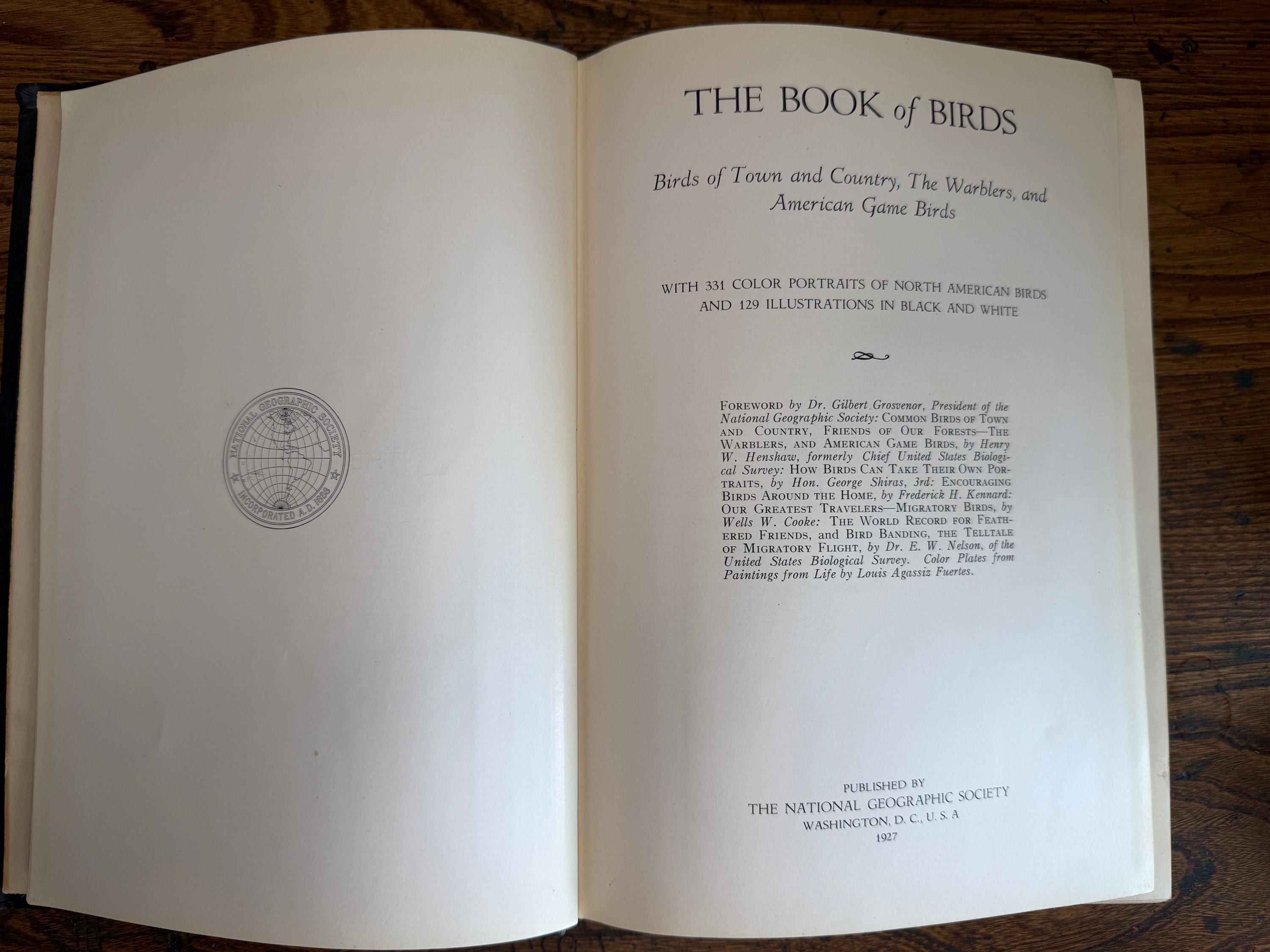 National Geographic Society - The Book of Birds | 1927 First Edition Illustrated Hardback