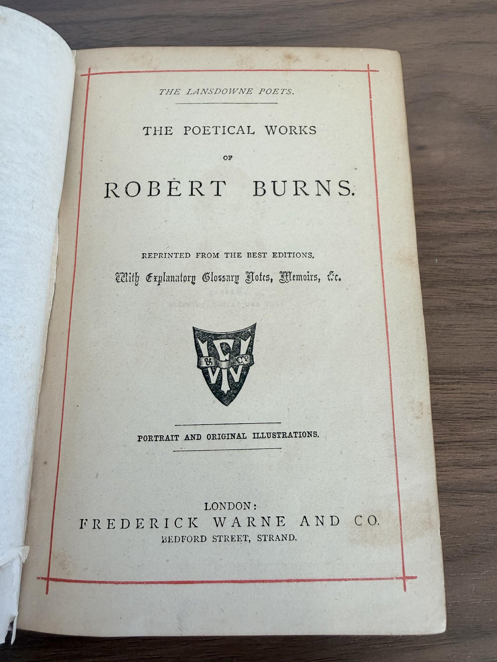 Robert Burns: Lansdowne Poets by Clay and Taylor | Printers Edition Hardcover