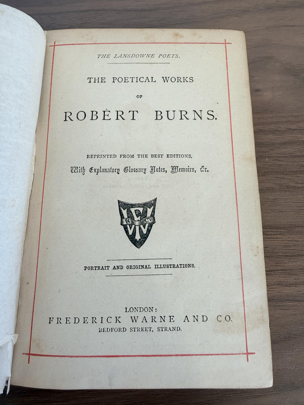 Robert Burns: Lansdowne Poets by Clay and Taylor | Printers Edition Hardcover