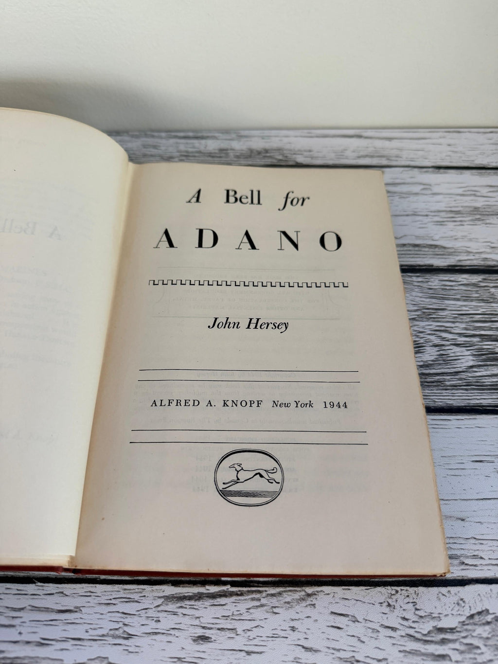 A Bell for Adano by John Hersey | 1944 Hardcover