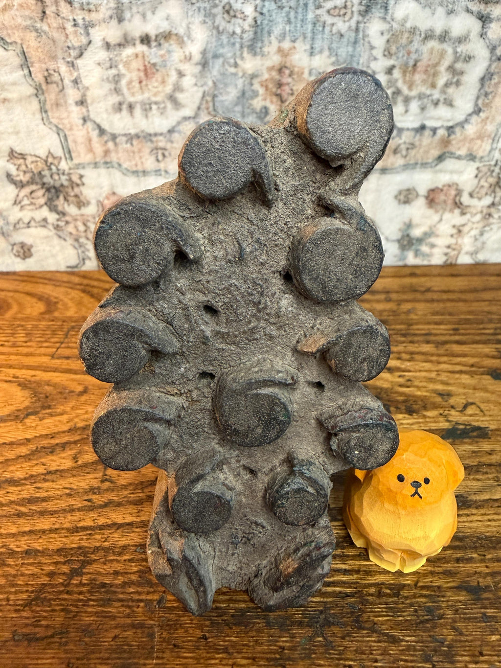 Rounded Peg Vintage Hand-Carved Textile Printing Block