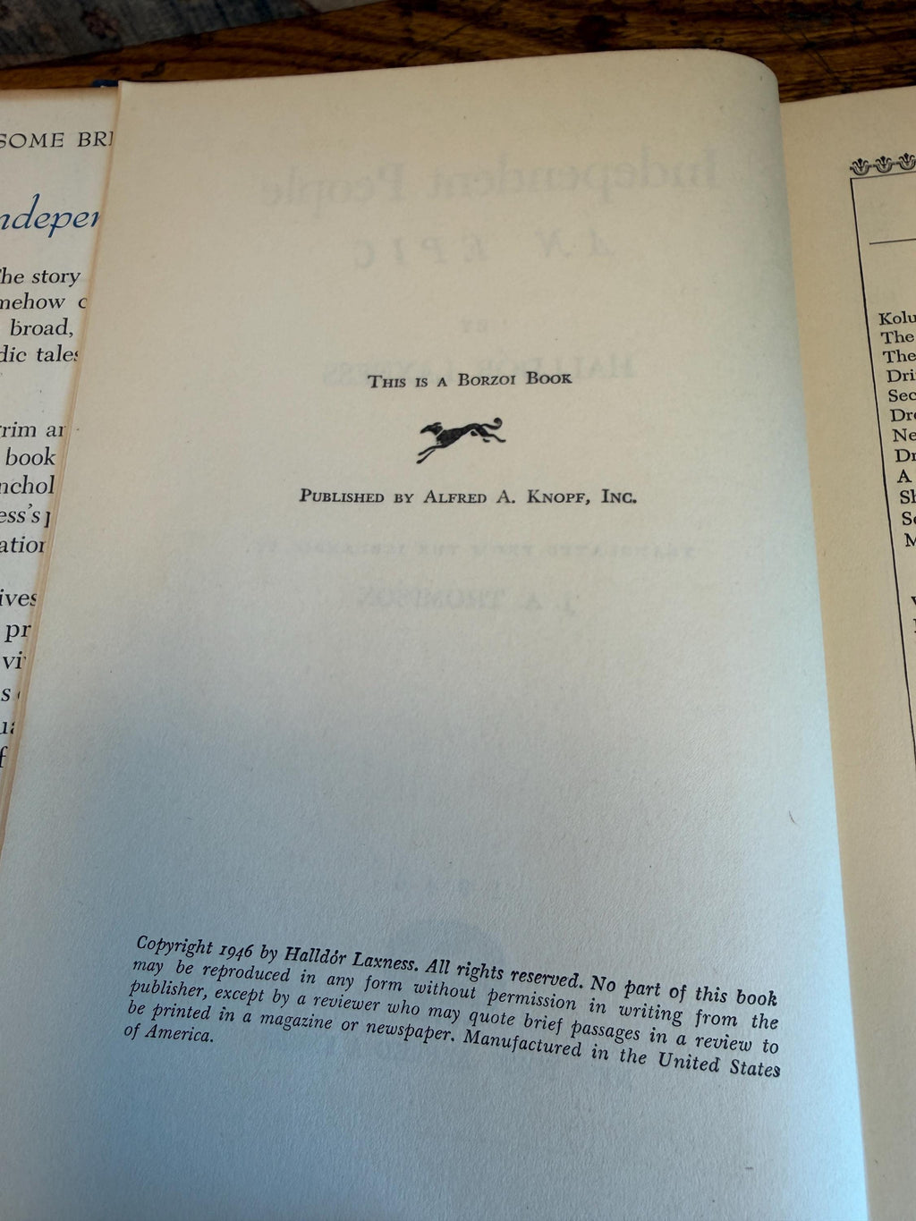 Independent People Halldór Laxness | 1946 Hardcover
