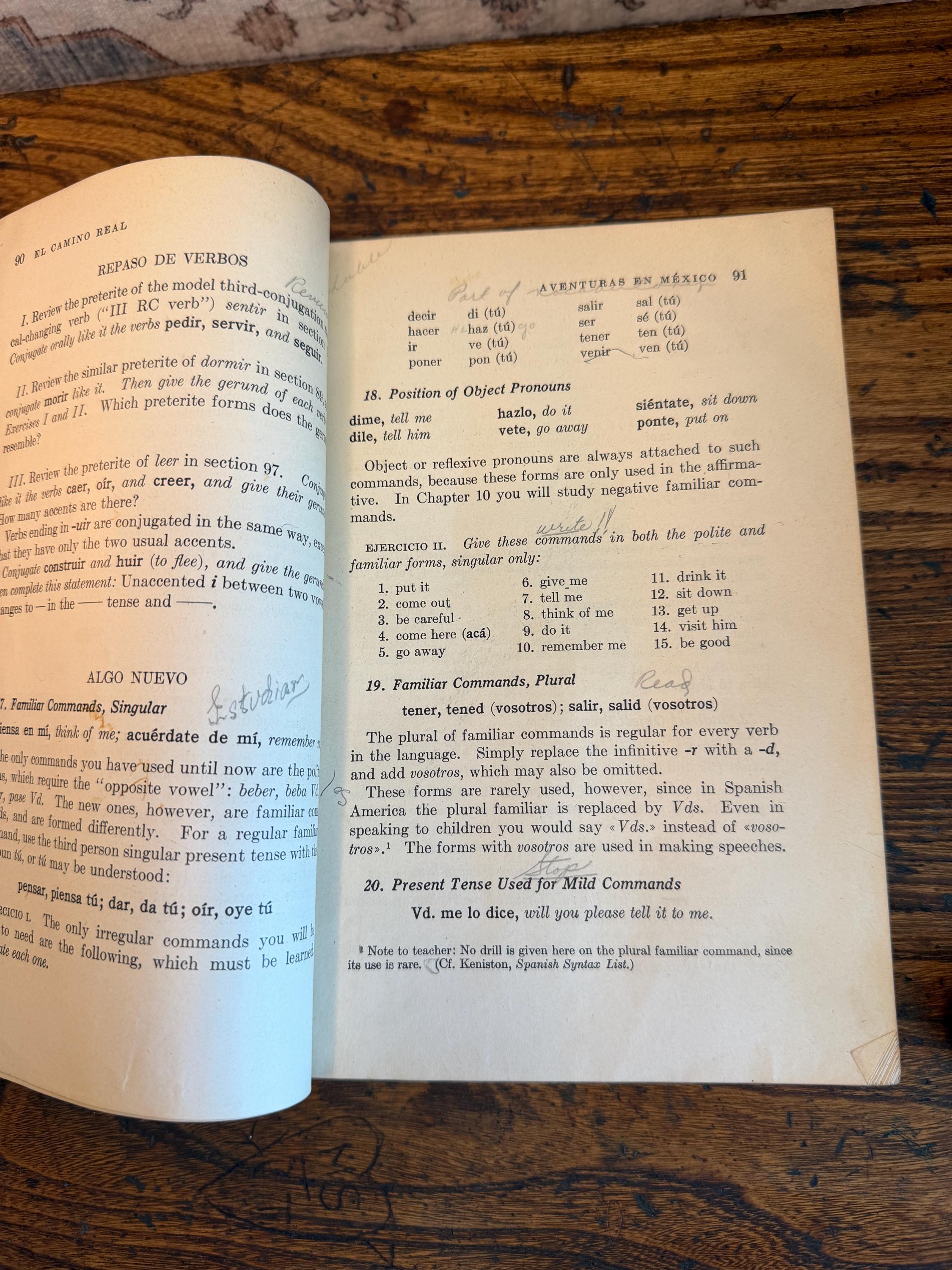 El Camino Real Book Two Spanish Textbook by Edith Moore Jarrett | 1940's Hardcover