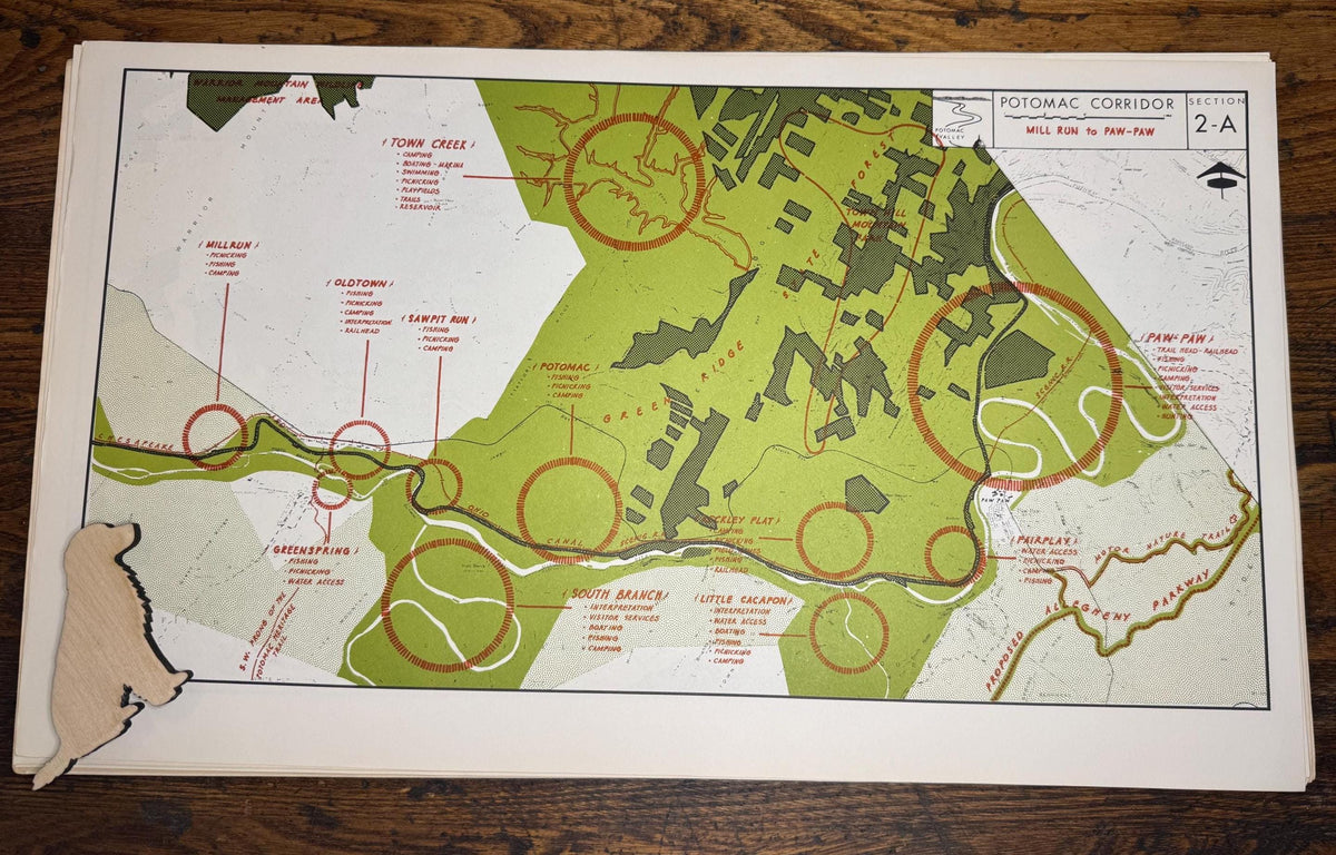Vintage Paw Paw West Virginia Map 1966 | Potomac River and C&O Canal