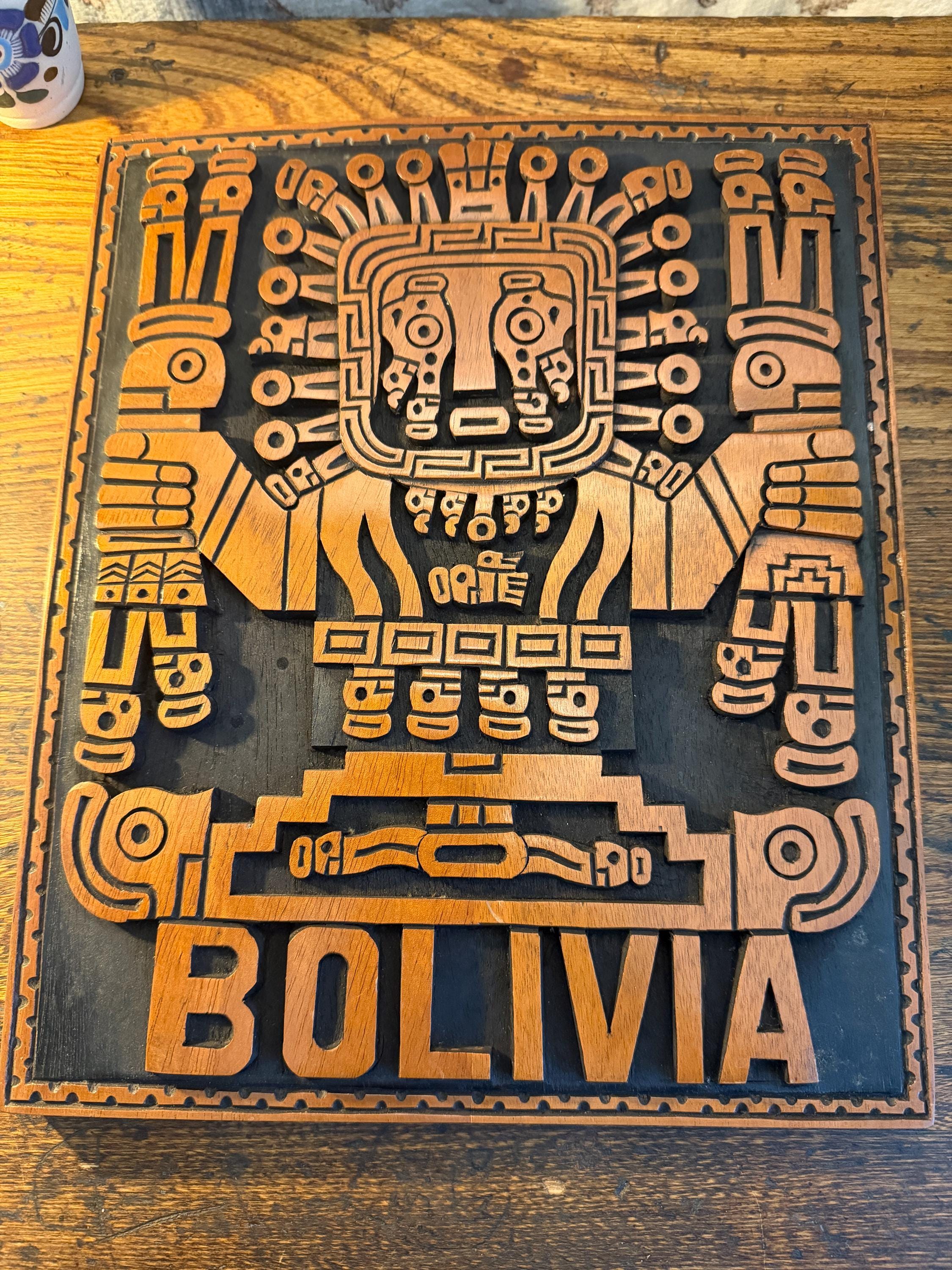 Bolivia Wall Art Carved Wood Plaque