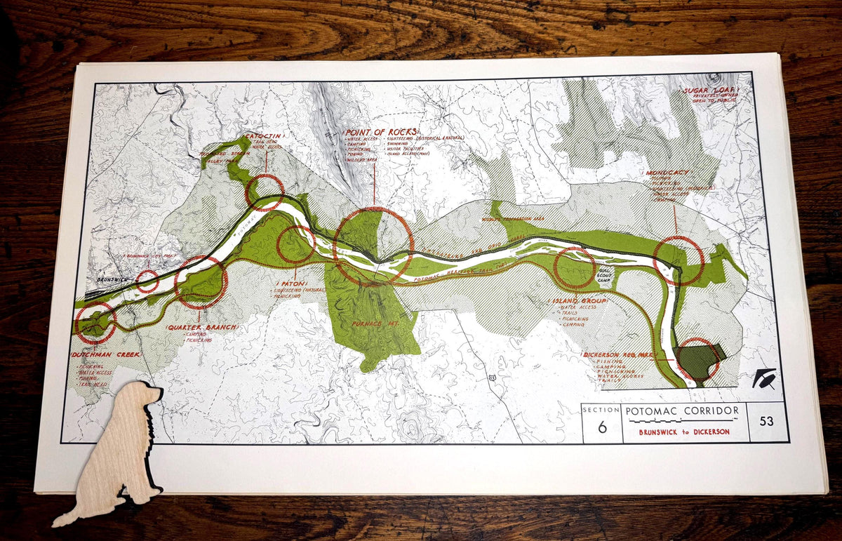 Vintage Potomac River Map 1966 | Brunswick & Dickerson Maryland