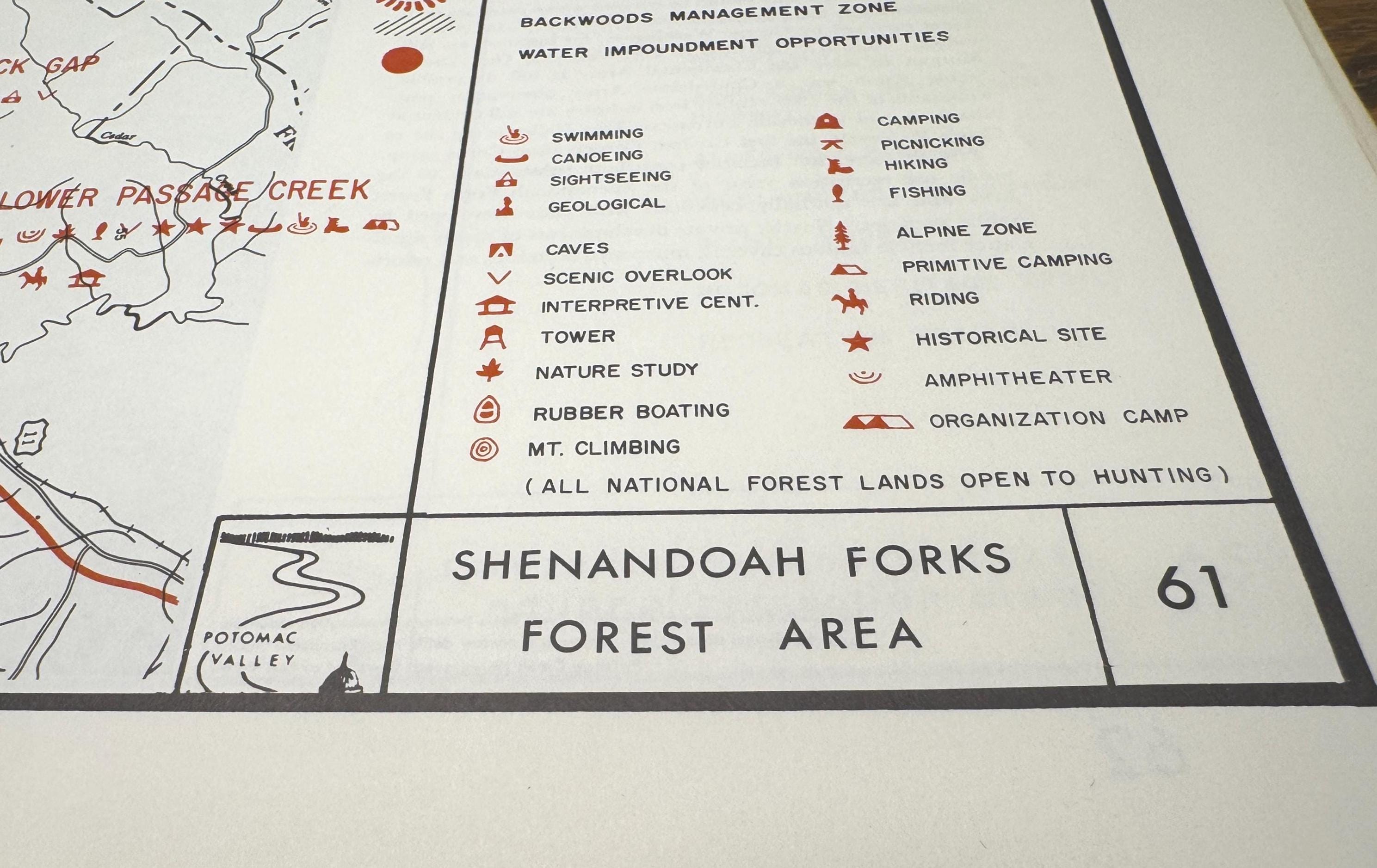 Shenandoah Forks Forest Area Map | Potomac Valley, 1966