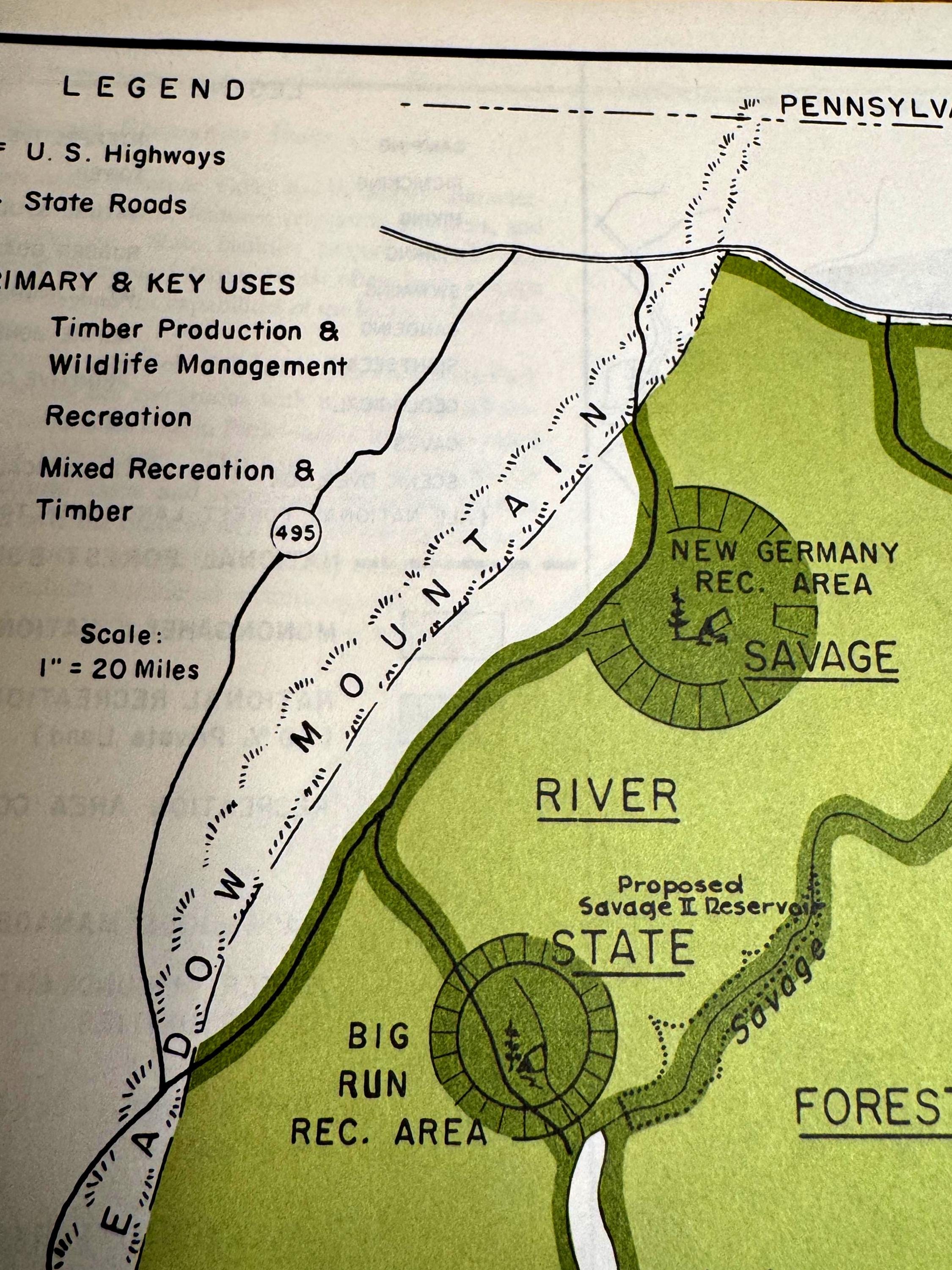 Savage River State Forest & Spruce Knob–Seneca Rocks Map | Potomac Valley, 1966
