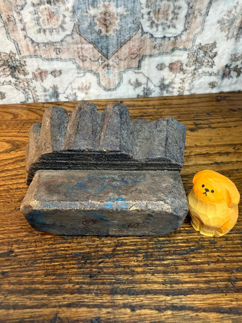 Scrolled Blossom Vintage Hand-Carved Textile Printing Block