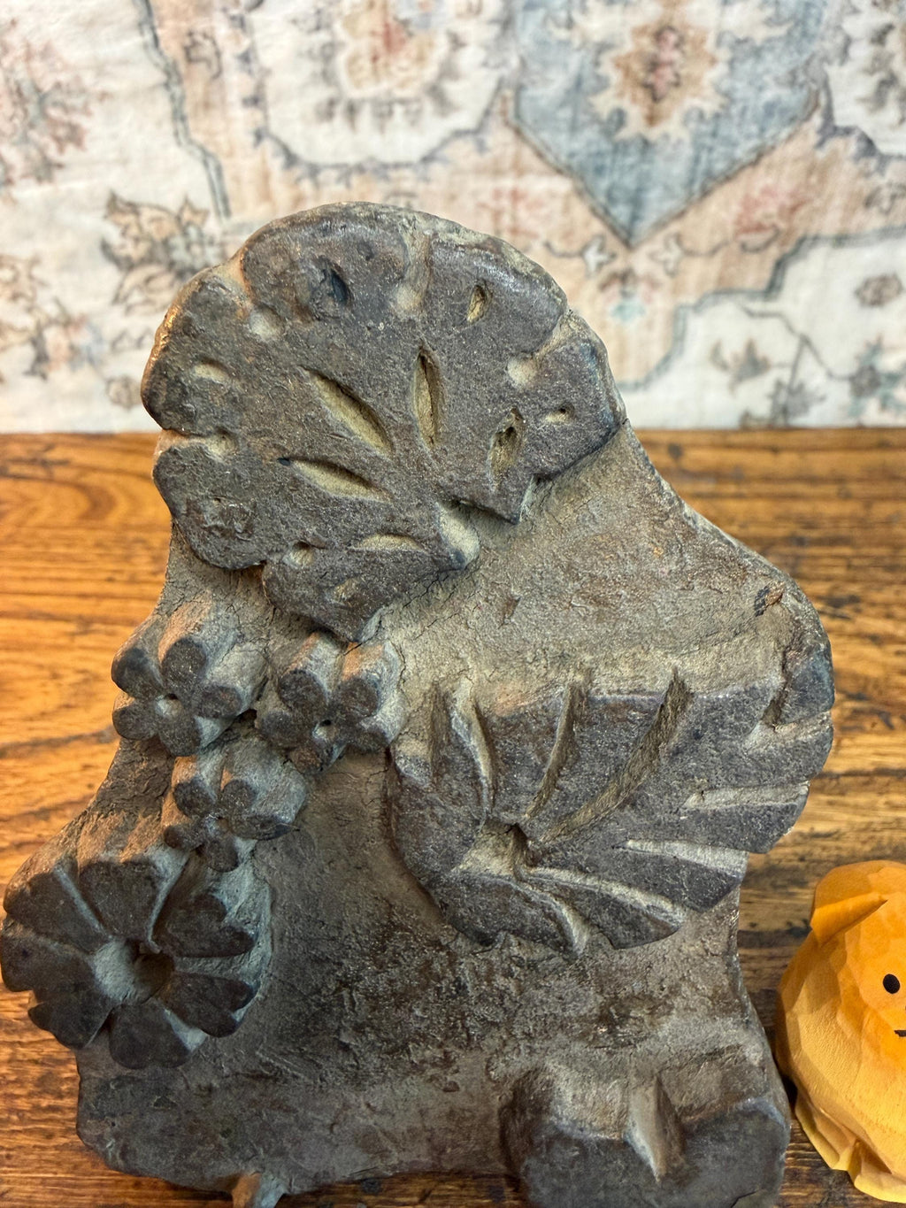 Clustered Rosette Vintage Hand-Carved Textile Printing Block