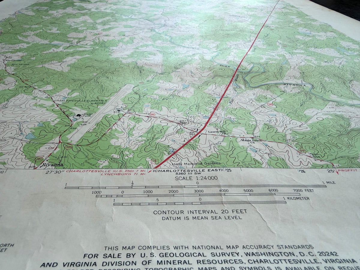 Vintage Earleysville Virginia Topographic Map 1965 | USGS Quadrangle